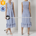 Blue Cotton Embroidered Summer Dress Manufacture Wholesale Fashion Women Apparel (TA4077D)